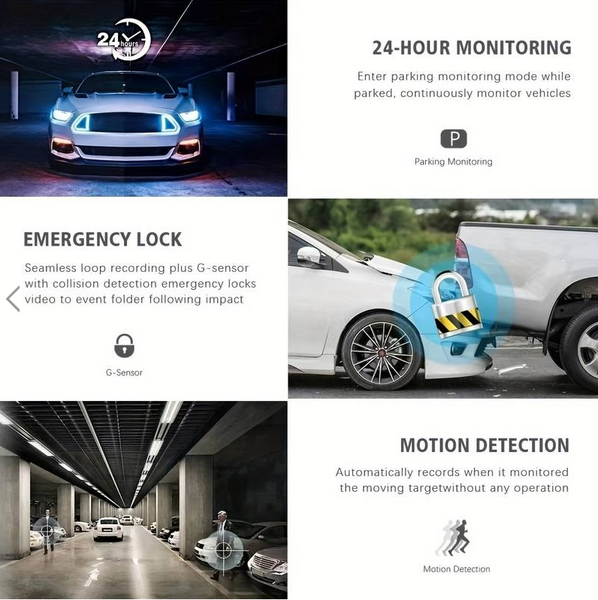 Camera auto tripla FullHD, 3 camere- fata/ spate/ interior, ecran 2''